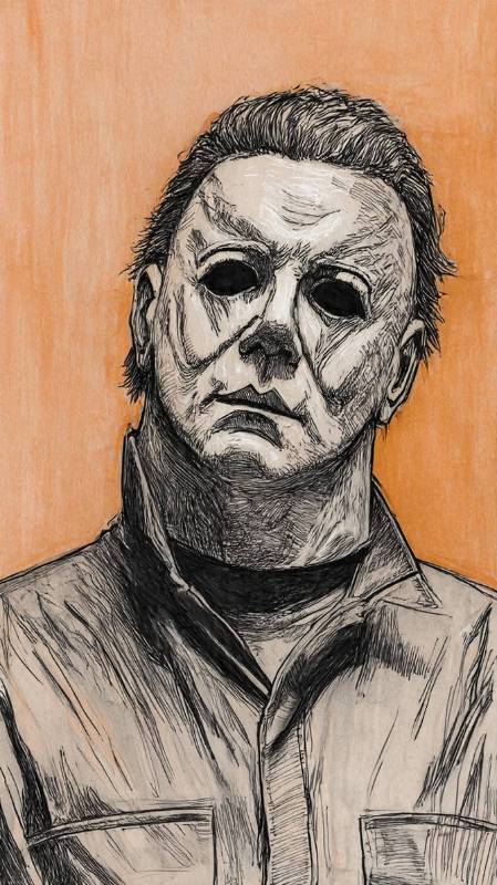 Michael Myers Fan Art Orange Background