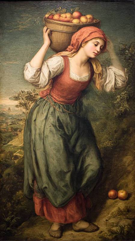 Woman With Apple Burden Painting 