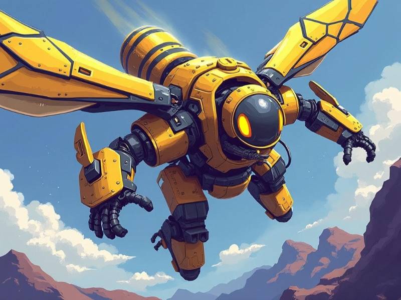 Bee Knight With Glowing Eyes Flying