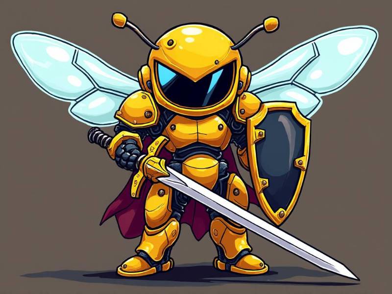 Bee Knight With Visor Sword Shield And Cape