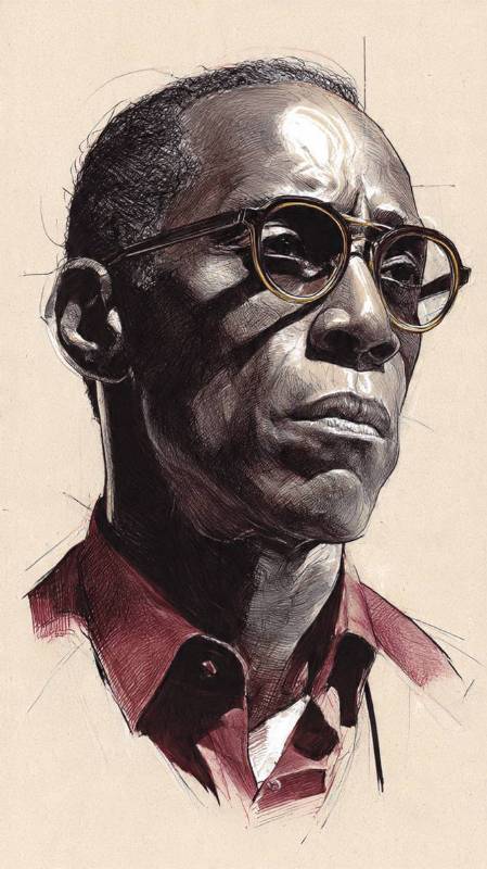 Black Male With Glasses Red Shirt