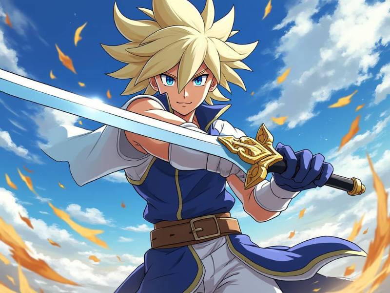 Bright Skies Swordsman And Leaves