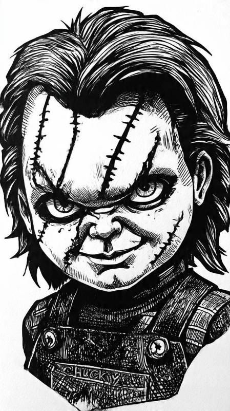 Chucky Black And White 2 Close Up W A Killer