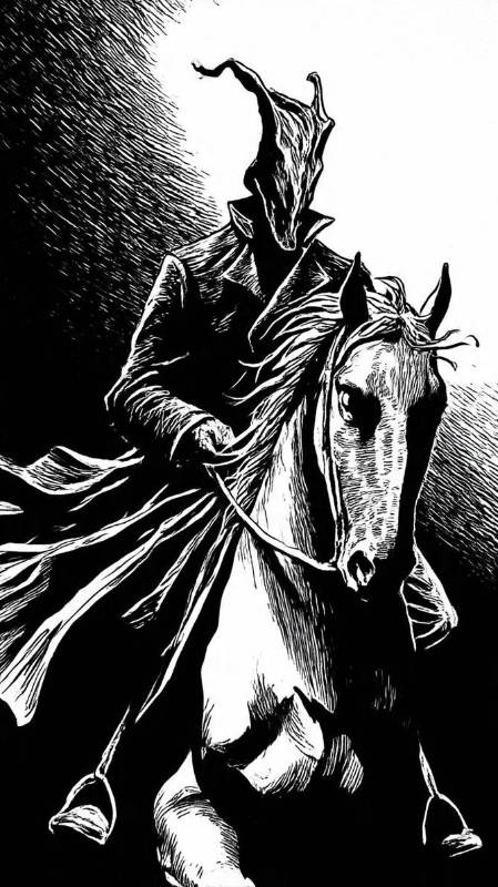 Demon On Horseback Black And White 