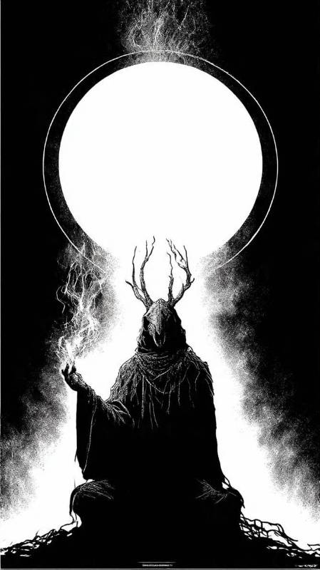 Demon Under Spell And Orb Black And White 