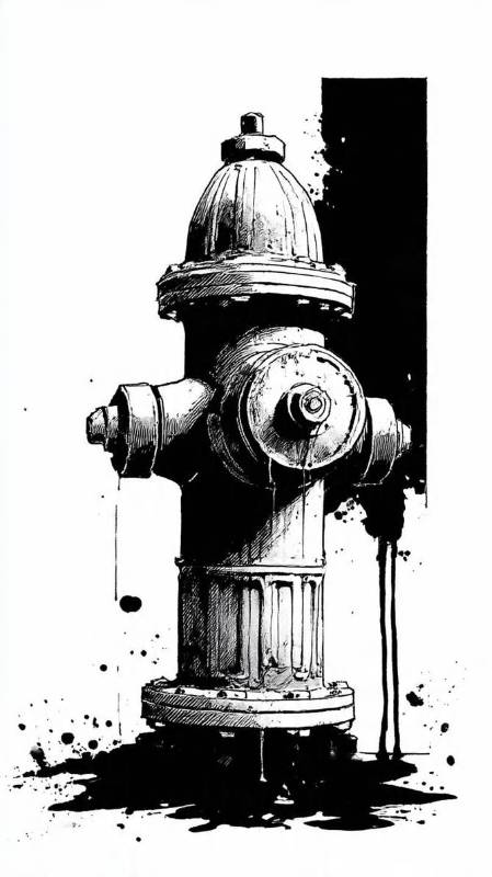 Fire Hydrant Study 2 Black And White 