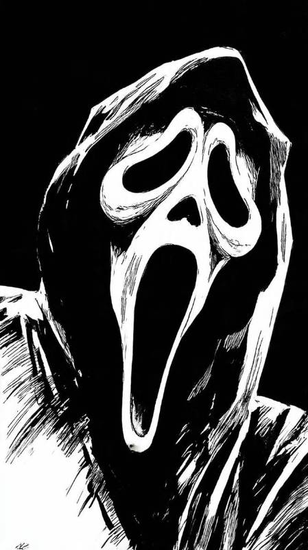 Ghostface From Scream Black And White 1