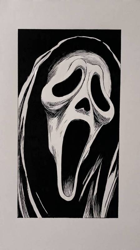 Ghostface From Scream Black And White 3