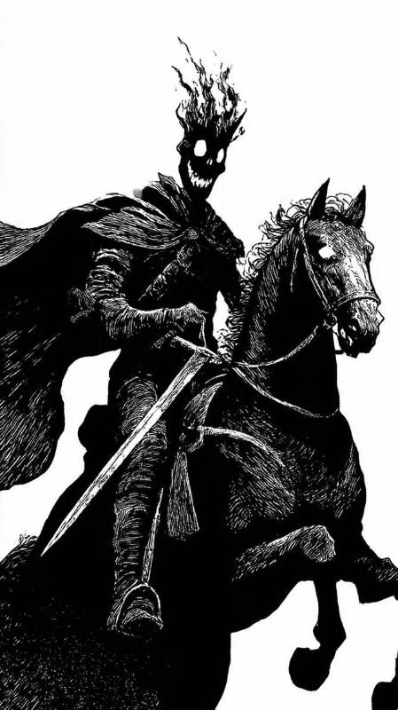 Headless Horseman Black And White 