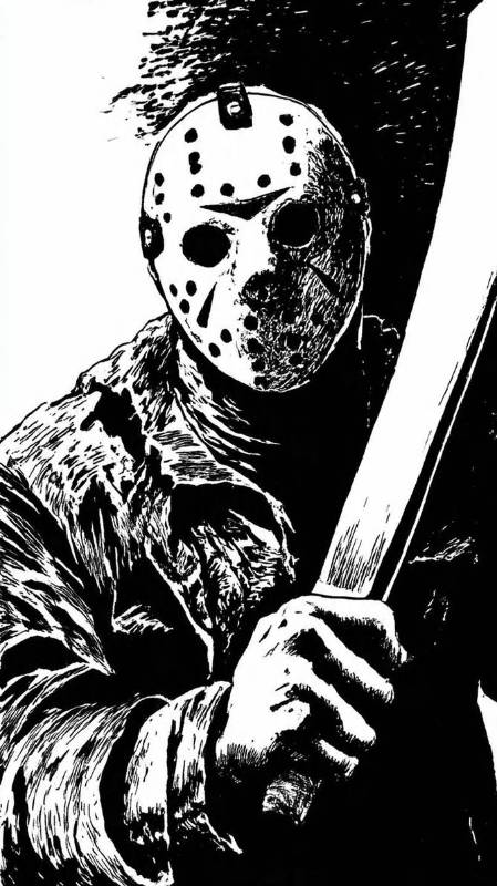 Jason From Friday The 13th Black And White