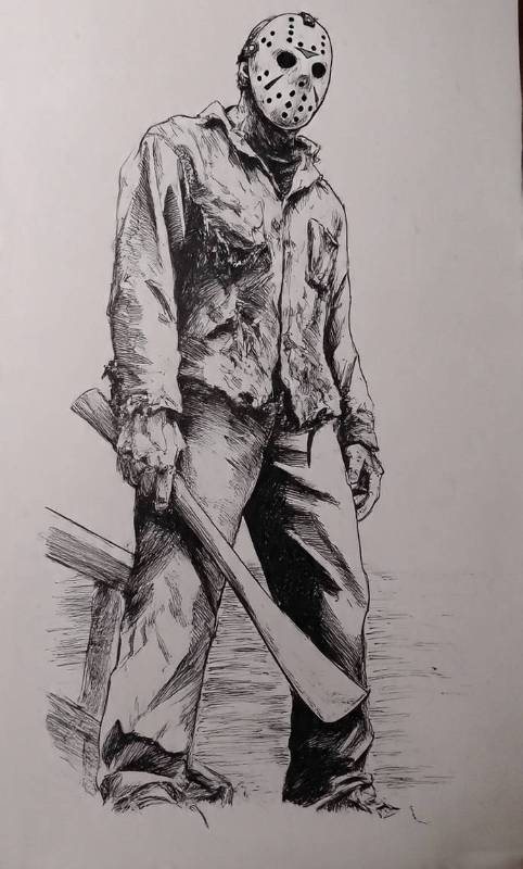 Jason From Friday The 13th Drawing 2