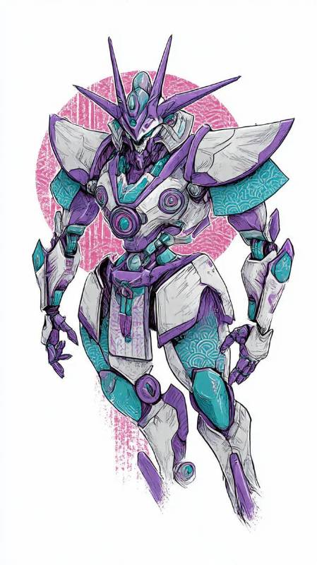 Mecha Anime Purple Teal White 2