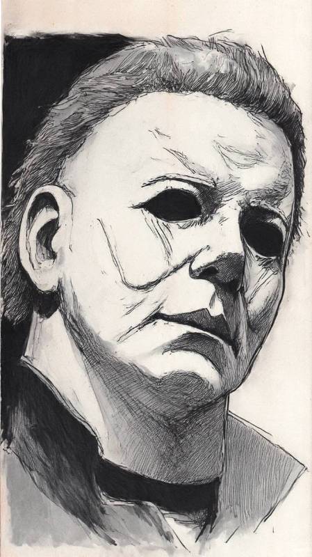 Michael Myers Pencil And Charcoal