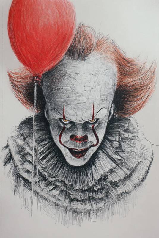 Pennywise From It Colored Pencils 