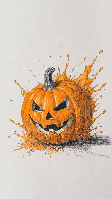 Pumpkin Smashing Color Pencil Ink 