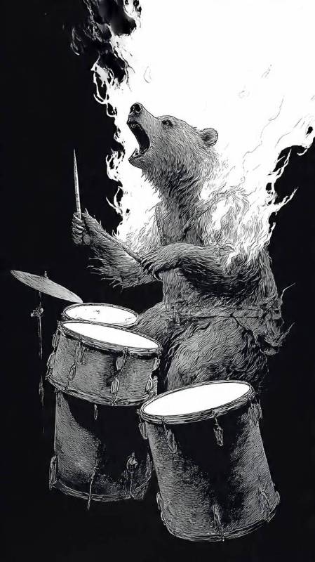 This Bear Is On Fire Black And White 