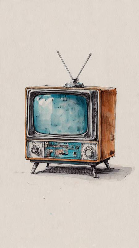 TV Pencil Ink And Watercolor