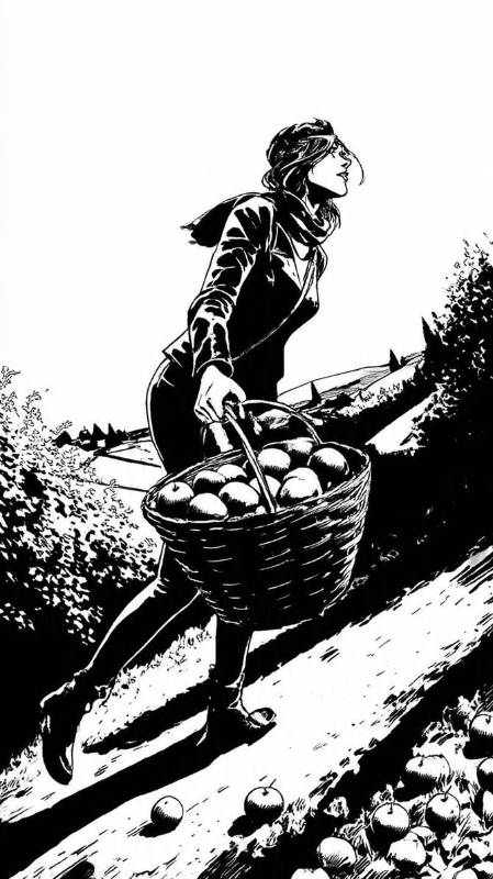 Woman With Apples Black And White 