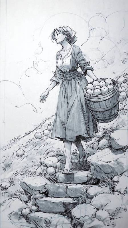 Woman With Apples Looking Blissful