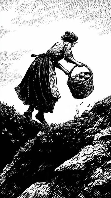 Woman With Apples On A Hill